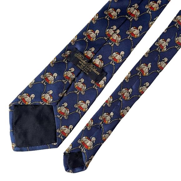 Brooks Brothers Makers Silk Tie Ducks in Life Preserve Nautical Made in USA EUC - Picture 6 of 7